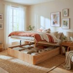 Lit coffre 180x200cm verso + 1 sommier / d�cor ch�ne blanchi