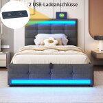 Lit coffre 90 * 200 avec lumi�re led lit hydraulique avec rangement lit enfant avec usb sommier � lattes ...