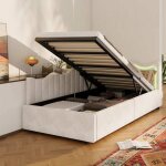 Lit coffre 90 x 200 cm lit capitonn� canap� avec led lit enfant lit 90x200 avec sommier cadre de lit ...
