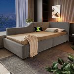 Lit coffre 90x190 cm - avec liseuse et fonction de recharge usb - c - sweiko - gris