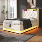 Lit coffre 90x200 lit coffre 1 place lit simple capitonn led tte de lit rembourr avec recharge usb ...