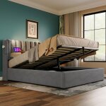 Lit coffre simple 90x200 cm lit rembourr� t�te de lit espace de rangement velours avec sommier � lattes ...