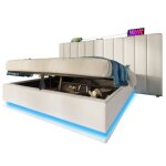 Lit coffre adult double 160x200 cm sommier inclus - app control led et fonction de chargement usb - c ...