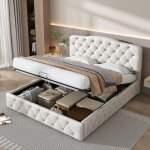 Lit coffre adulte 140 x 200 cm avec sommier tête de lit réglable motif litchi cuir synthétique style ... Lit coffre adulte 140 x 200 cm avec sommier tête de lit réglable motif litchi cuir synthétique style ...