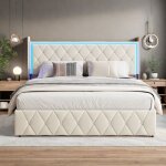 Lit coffre adulte 160x200 cm capitonné en velours lit double avec led espace de rangement sommier lit ... Lit coffre adulte 160x200 cm capitonné en velours lit double avec led espace de rangement sommier lit ...
