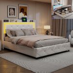 Lit coffre adulte 160x200 cm avec éclairage led lit double avec chargement usb et type - c sommier à ... Lit coffre adulte 160x200 cm avec éclairage led lit double avec chargement usb et type - c sommier à ...