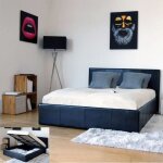 Lit coffre adulte barcelona 140x190 finition noir - structure mtal - sommier inclus