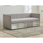 Lit coffre banquette 80 x 200 cm - tissu - taupe - laozia