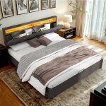 Lit coffre lit capitonn 160 x 200 cm lit hydraulique lit double en lin lit adolescent avec tiroirs tte ...