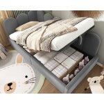 Lit coffre capitonn� 90x190 cm - canap� - lit avec coffre de rangement - en velours - gris