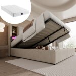 Lit coffre lit capitonné double 140 x 200 cm avec chargement sans fil usb c sommier à lattes en bois ... Lit coffre lit capitonné double 140 x 200 cm avec chargement sans fil usb c sommier à lattes en bois ...