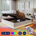 Lit coffre140x200 cmlit hydraulique avec usb type - c et clairage ledlit double avec sommier  latteslit ...