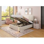 Lit coffre double 140x200 bout de lit avec led rangement hydraulique velours sommier  lattes lit adulte ...