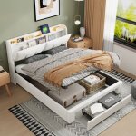 Lit coffre double 160 x 200 avec sommierlit avec tiroirdossier moelleuxtête de lit avec rangement et ... Lit coffre double 160 x 200 avec sommierlit avec tiroirdossier moelleuxtête de lit avec rangement et ...