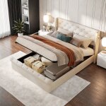 Lit coffre double 160x200 cm avec tte de lit avec usb et led lampe lit adulte avec sommier  lattes ...