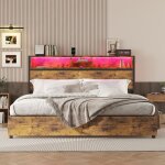 Lit coffre double adult - led - espace de rangement - brunmdf180×200 cm?sans matelas - hauss spole Lit coffre double adult - led - espace de rangement - brunmdf180×200 cm?sans matelas - hauss spole
