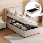 Lit coffre enfant 90x200 avec rangement hydraulique lit simple avec sommier lit rembourr� avec t�te de ...