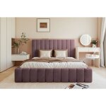Lit coffre - fiarro - 140x200 cm - en tissu velours violet