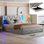 Lit coffre - kilisky - 160 x 200 cm - lit rembourré avec tête de lit - espace de rangement - Éclairage ... Lit coffre - kilisky - 160 x 200 cm - lit rembourré avec tête de lit - espace de rangement - Éclairage ...