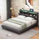 Lit coffre 160 x 200 cm?tête de lit avec espace de rangement - lit 160 x 200 avec Éclairage led et port ... Lit coffre 160 x 200 cm?tête de lit avec espace de rangement - lit 160 x 200 avec Éclairage led et port ...