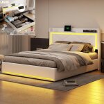 Lit coffre 160x200 cm avec led et usb lit double 160 x200 avec sommier à lattes coffre hydraulique tissu ... Lit coffre 160x200 cm avec led et usb lit double 160 x200 avec sommier à lattes coffre hydraulique tissu ...