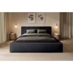 Lit coffre orlane ? noir ardoise polaire ? 160x200 cm ? sommier relevable ? design haut de gamme