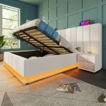 Lit coffre 160x200 en pu pour adultecadre de lit rembourr� hydraulique grande t�te de lit sommier tapissier ...