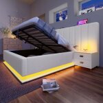 Lit coffre en pu 180x200cm avec grande t�te de litlit hydraulique rangement avec sommiercadre de lit ...