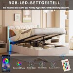 Lit coffre rembourré - ambiance - 160 x 200 cm - lit double avec espace de rangement - Éclairage led Lit coffre rembourré - ambiance - 160 x 200 cm - lit double avec espace de rangement - Éclairage led