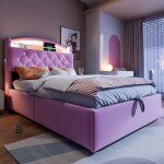 Lit coffre lit rembourr� pour enfant 90x200 lit simple en velours lit multifonction avec espace de rangement ...
