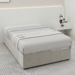 Lit coffre simple 90x200 cm - lit avec v�rin pour ouverture facile bas et moderne sans t�te de lit sans ...