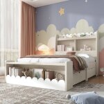 Lit coffre - lit simple rembourr� 90x200 cm avec tiroirs et banquette avec rangement lit enfant avec ...