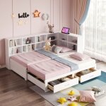 Lit coffre - tkopy - lit simple rembourr� 90 / 180x190cm avec usb lit gigogne avec 2 tiroirs et rangement ...