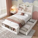 Lit coffre - tkopy - lit simple rembourré 90x190 cm avec tiroirs et banquette avec rangement lit enfant ... Lit coffre - tkopy - lit simple rembourré 90x190 cm avec tiroirs et banquette avec rangement lit enfant ...