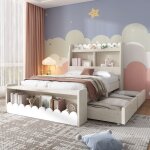 Lit coffre - tkopy - lit simple rembourr 90x200 cm avec tiroirs et banquette avec rangement lit enfant ...