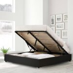 Lit coffre vegas 160 x 200 by sampur simili cuir noir grand coffre de rangement - design et moderne - ...