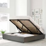 Lit coffre vegas 160 x 200 by sampur tissu gris clair grand coffre de rangement - design et moderne - ... Lit coffre vegas 160 x 200 by sampur tissu gris clair grand coffre de rangement - design et moderne - ...