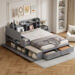 Lit combiné en bois massif 140x200 avec tiroirstable de nuitarmoire longue de rangementlit enfant avec ... Lit combiné en bois massif 140x200 avec tiroirstable de nuitarmoire longue de rangementlit enfant avec ...
