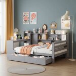 Lit combiné avec bureau et rangement - novélys - 90x200cm - lit multifonction avec Étagères tiroirs & ... Lit combiné avec bureau et rangement - novélys - 90x200cm - lit multifonction avec Étagères tiroirs & ...