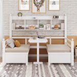 Lit combine canap - lit bois massif 90x200 cm - 2 en 1 bureau + rangement coussins - blanc