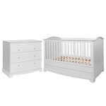 Lit et commode 3 tiroirs bellamy - royal - 78 x 149 x 97cm - blanc