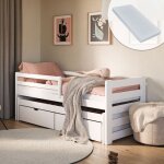 Lit complet enfant 90x200 + lit gigogne 90x190 - lit avec matelas et sommier - 2 tiroirs - lit simple ... Lit complet enfant 90x200 + lit gigogne 90x190 - lit avec matelas et sommier - 2 tiroirs - lit simple ...