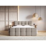 Lit continental - cloudy - 180x200 cm - en bouclette gris - beige