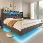 Lit couliss� 160x200 cm avec �clairage led t�te et station de recharge (1 type - c 3 prises usb) lit ...