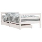 Lit denfant en bois massif - vidaxl - 80x160 cm - blanc - tiroirs de rangement - bois de pin massif - ...