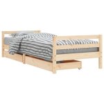Lit denfant en bois massif - vidaxl - 90x190 cm - bois de pin massif - tiroirs de rangement - � lattes ...