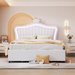 Lit denfant lit capitonn� 140 x 200 cm cadre de lit simple blanc pour fille en cuir pu avec tiroirs de ...