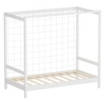 Lit denfant ml - design 80x160cm blanc en bois de pin cadre avec but de football et sommier � lattes
