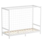 Lit denfant ml - design 90x200 cm blanc en bois de pin avec but de football et sommier  lattes