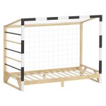 Lit denfant ml - design 90x200 cm naturel beige bois de pin avec but de football et sommier  lattes